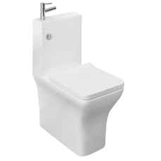 Square Close Coupled Toilet and Basin with Chrome tap